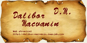 Dalibor Mačvanin vizit kartica